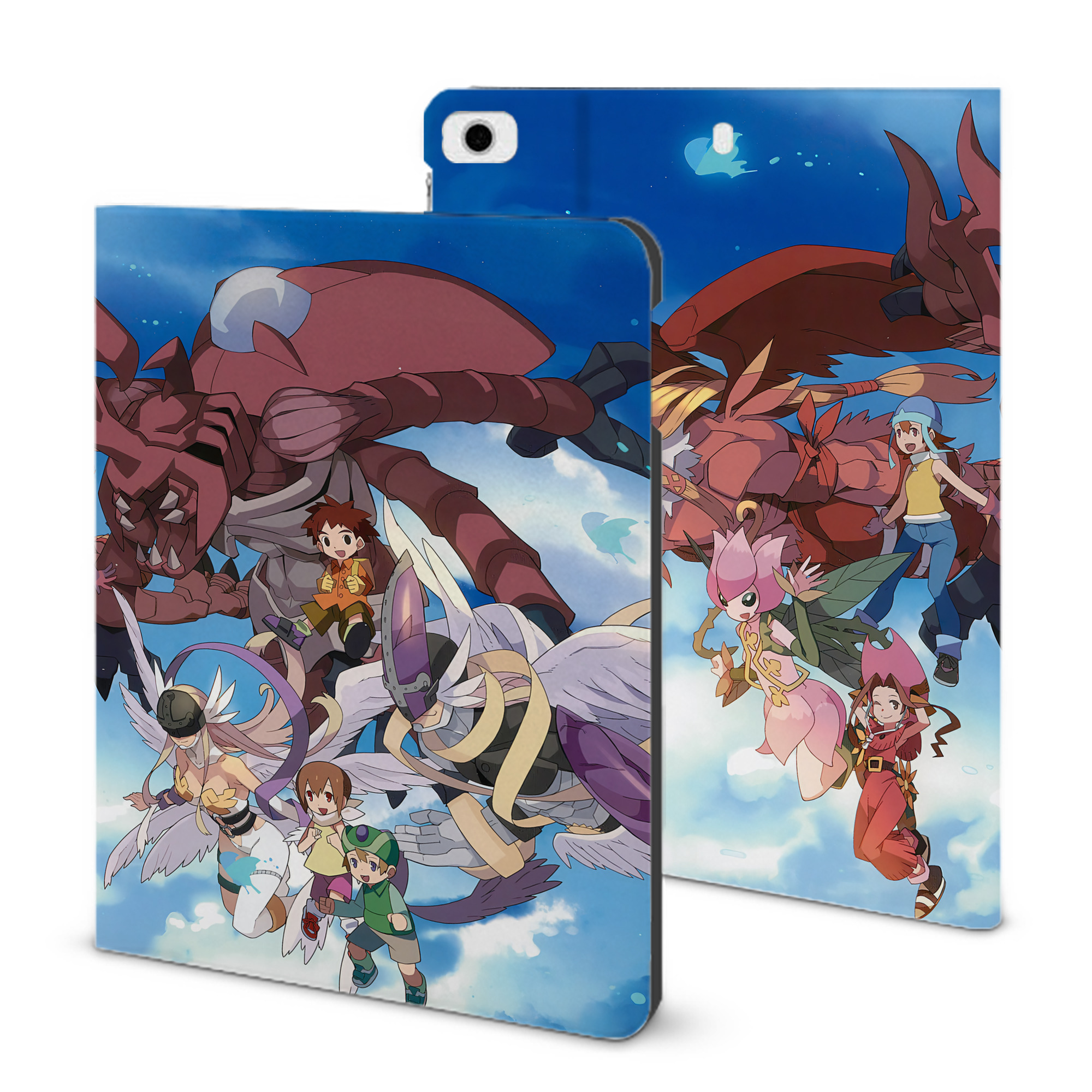（画像用） Digimon デジタルモンスター/デジモン IPad ケース ブック型 PUレザー TPU 耐衝撃 軽量 薄型 ペン収納なし 全面保護 IPad 各モデル対応